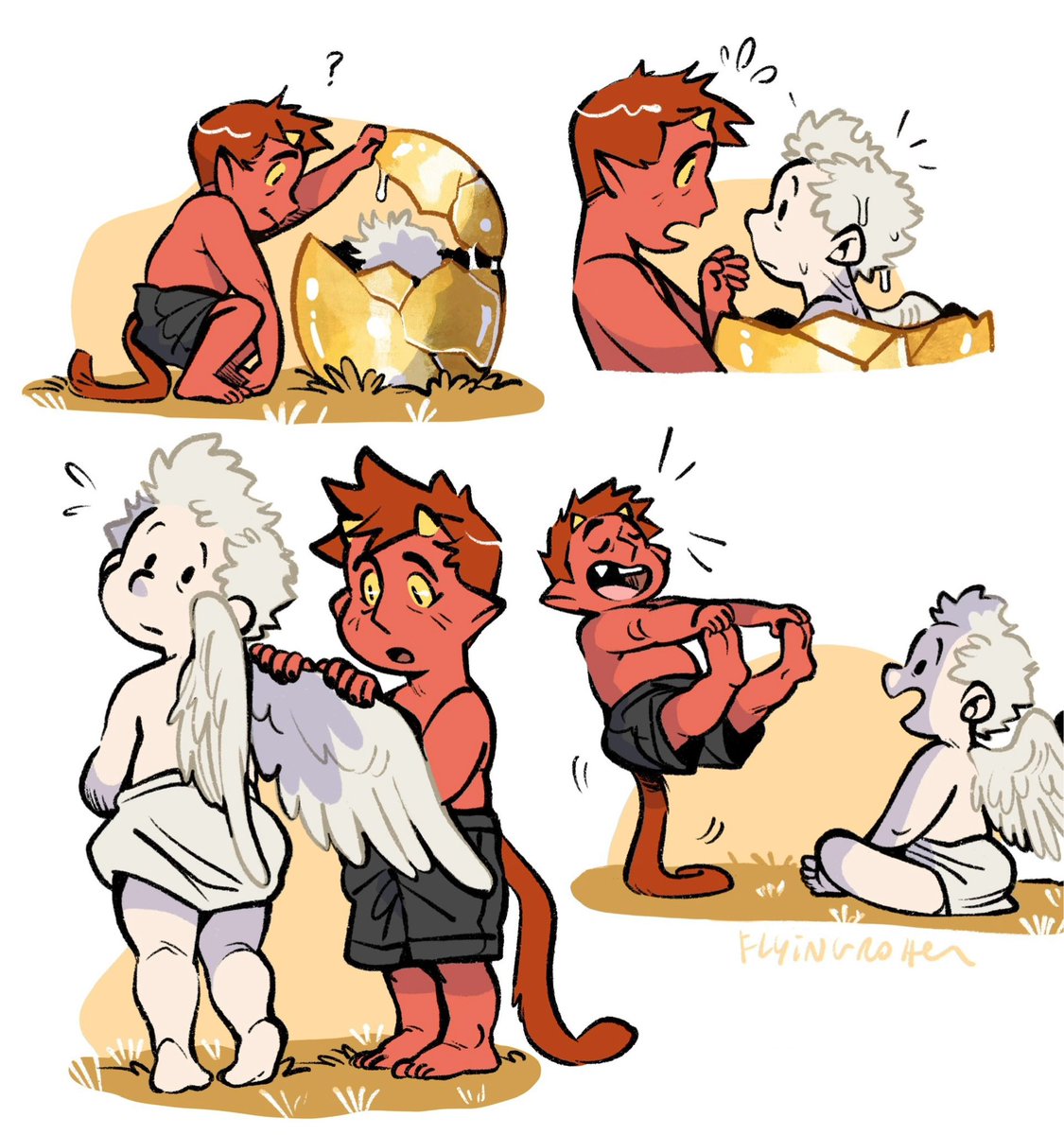 CamilleCailloux's tweet photo. Once upon a time there was an Angel egg, lost in a Demon kingdom…
#GoodOmens https://t.co/4sNQwYPUdI