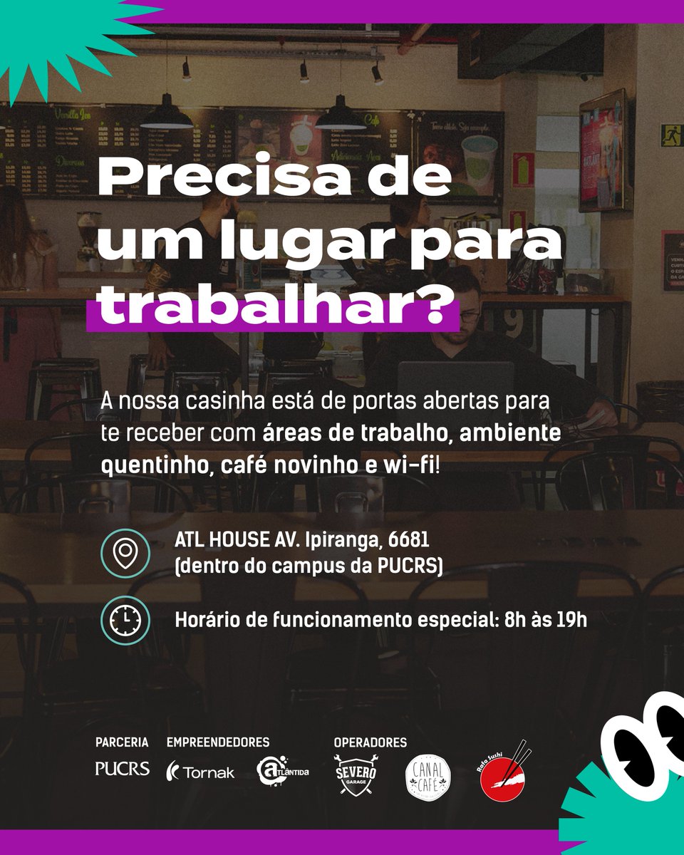 rede_atlantida's tweet photo. #ATLHOUSE | A nossa casinha na PUCRS está de portas abertas para receber quem precisa de um lugar para trabalhar 🏠🥰
Horário de funcionamento especial: de segunda a sexta, das 8h às 19h https://t.co/4nnoWODJlL