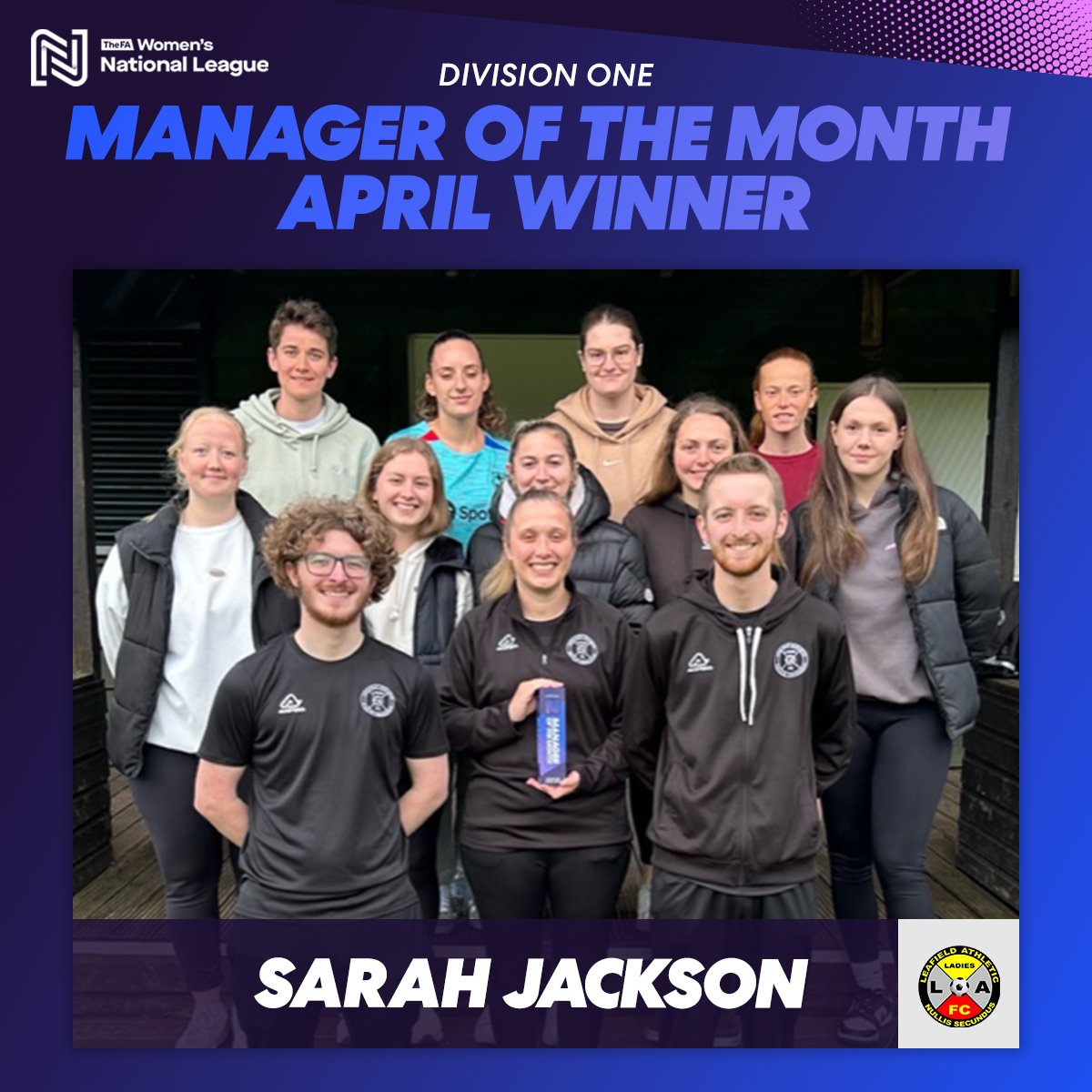 April Manager of the Month - Division One 🏆

Sarah Jackson - Leafield Athletic

#FAWNL | #MOTM