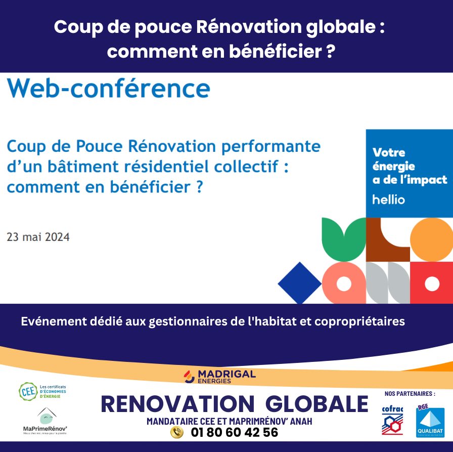 MadrigalENR's tweet image. 💡Un grand merci aux intervenants #HELLIO David CHARMONT et Thomas BON suite à la participation de Madrigal Energies à la webconférence &quot;Coup de Pouce #Rénovation performante d’un bâtiment résidentiel collectif :comment en bénéficier ?
#Coupdepouce #corpropriété #DPE #Immobilier