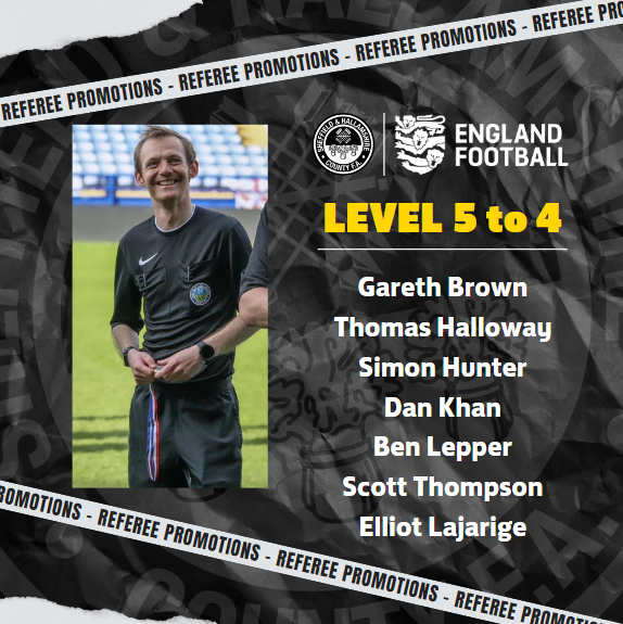 🚨Further Promotions 🚨 A huge congratulations to the below match officials, who have been promoted to Level 4. Just reward for their hard work and dedication. #referee #grassrootsfootball