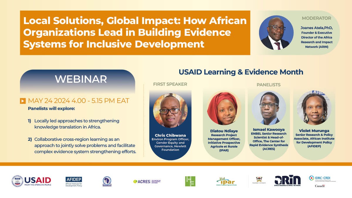 results4dev's tweet image. Join us for an insightful virtual session hosted by Africa #LEEPS as part of USAID's Learning &amp;amp; Evidence Month! 🌍✨ 

📅 When: Friday, May 24, 9-10:15 a.m. EDT 

📍 Where: Virtual Zoom event 

➡️ Register now: loom.ly/KqRNttA