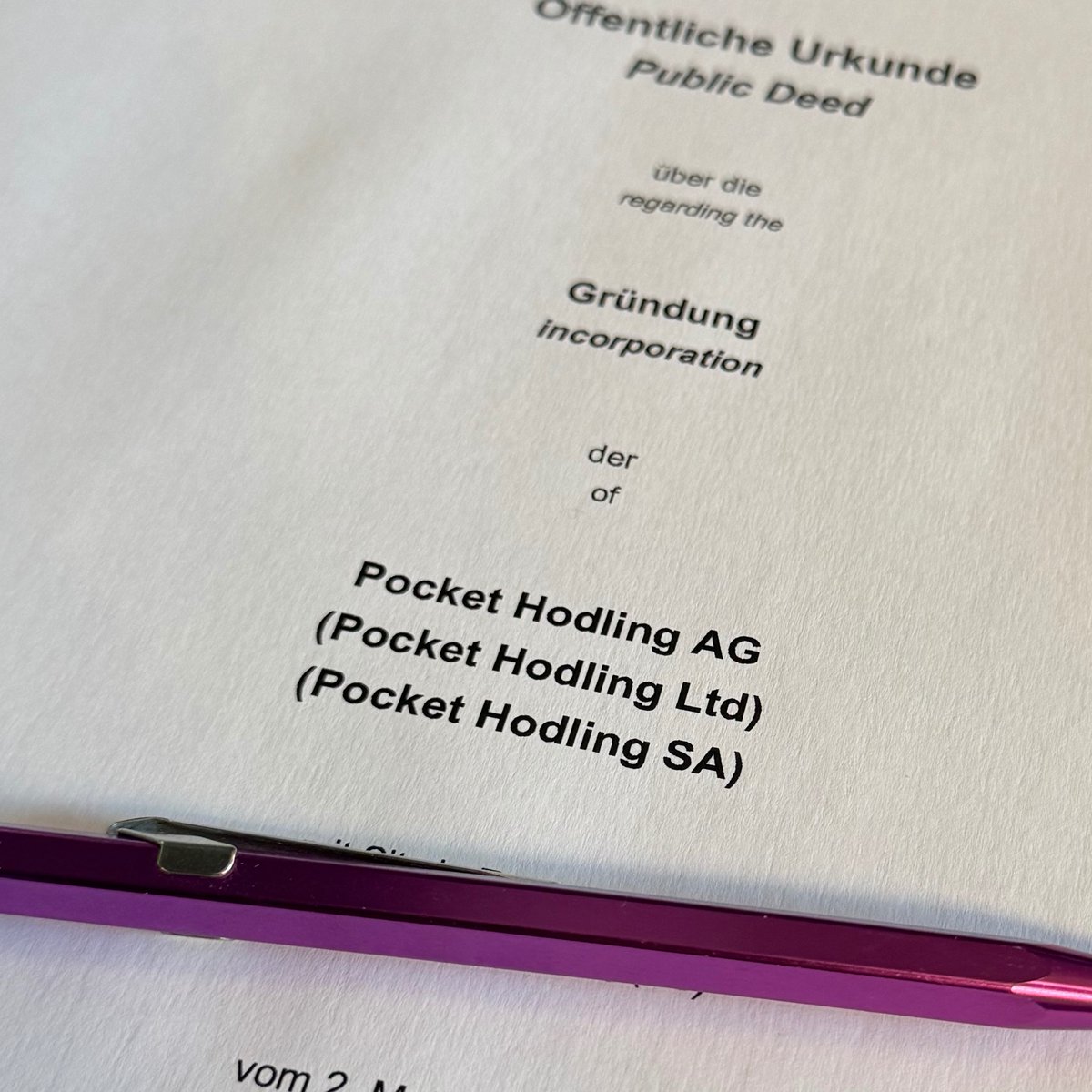 PocketBitcoin's tweet photo. Intern was tasked with incorporating a holding company, but he made a typo.

Not sure, should we keep it? https://t.co/uaqBESF3TQ