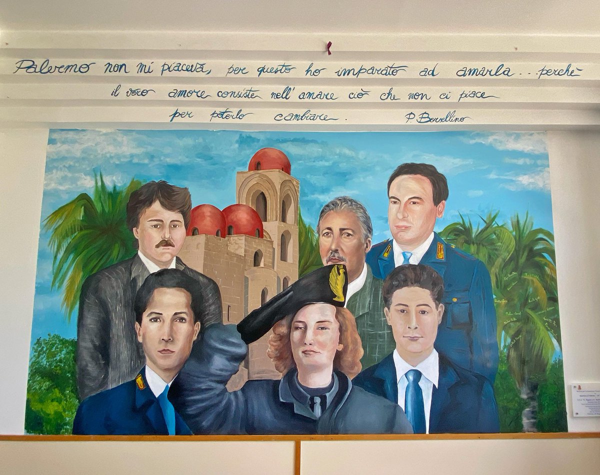 Nella caserma Lungaro a Palermo, sede del reparto scorte della questura, scoperti 2 murales, realizzati da studenti liceo artistico 'Vincenzo Ragusa e Otama Kiyohara' raffiguranti Falcone, Borsellino, Morvillo e gli 8 poliziotti uccisi nelle stragi #23maggio #pernondimenticare