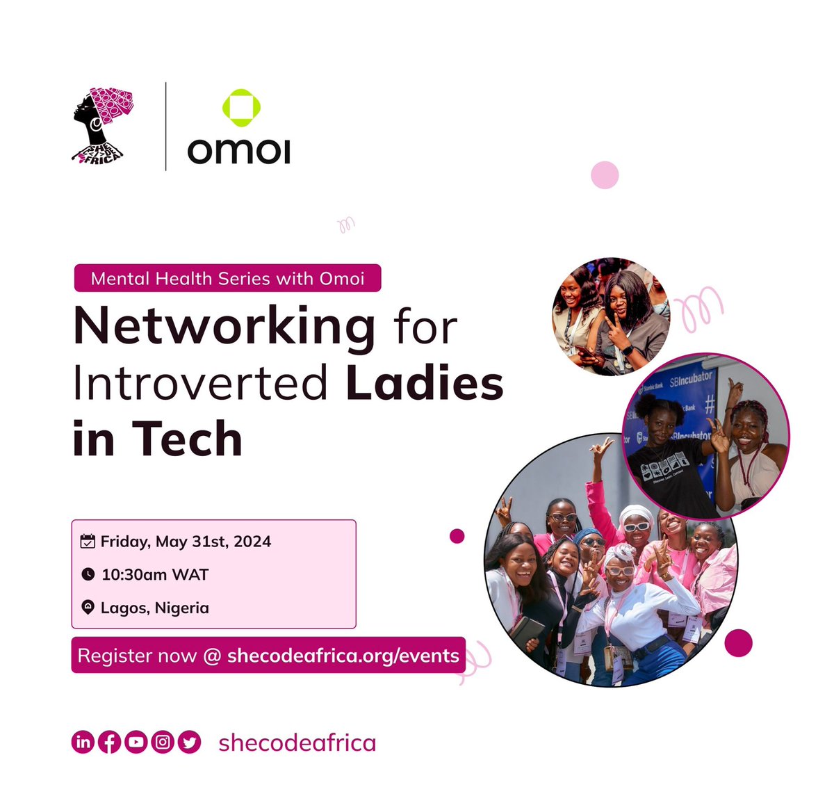 At @SheCodeAfrica, We recognise that success is beyond technical skills, even for our ladies, so we’ve kicked off a mental health series in partnership with @theomoiclan, to bring more awareness on vital mental health to African women in tech. 

This series touches on different