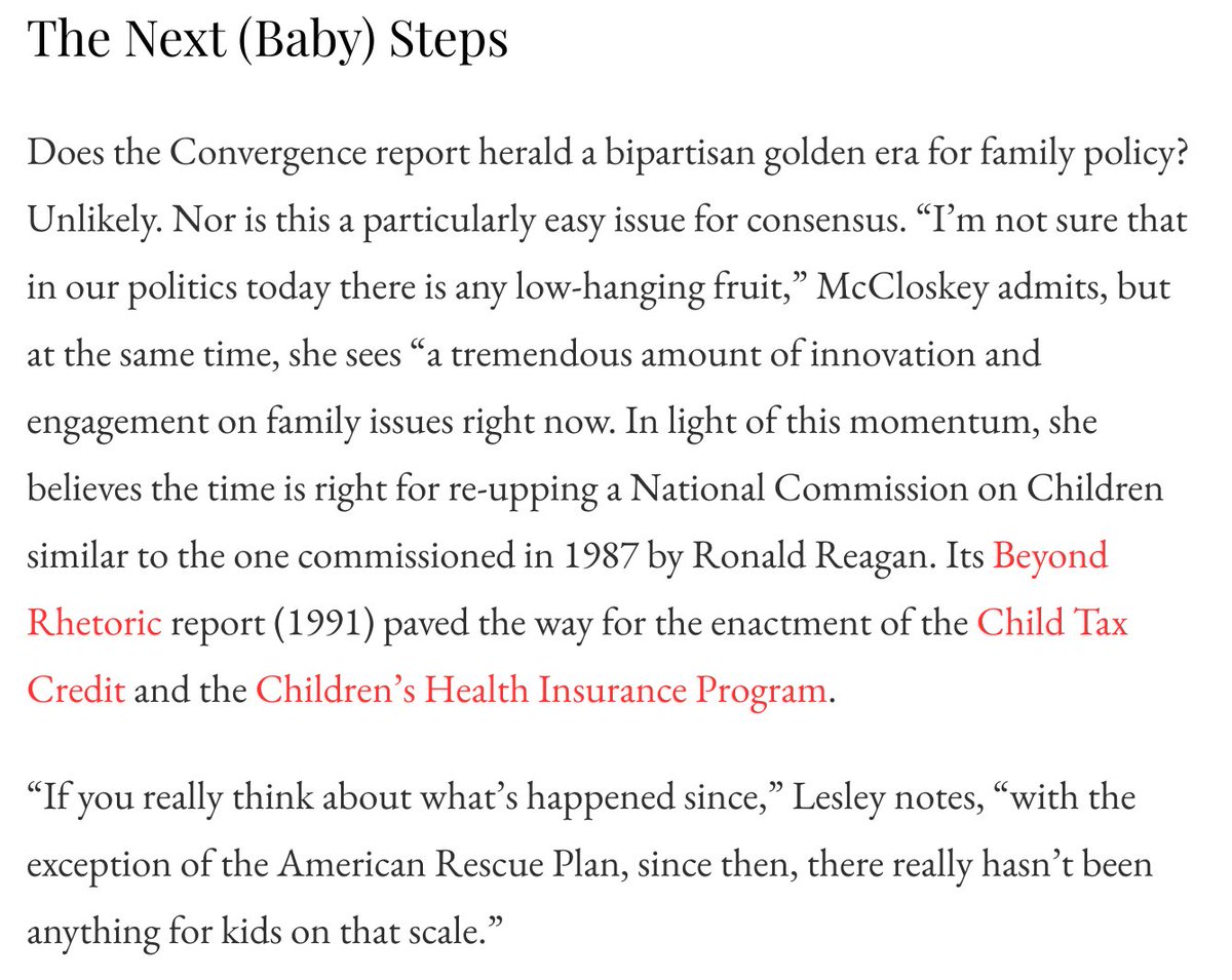 There are many bipartisan efforts emerging on the Hill to support families. However, I believe one of the single best ways forward would be to re-up a national commission on families and children akin to what Reagan signed into law @EarlyLearnNatn earlylearningnation.com/2024/05/new-re…