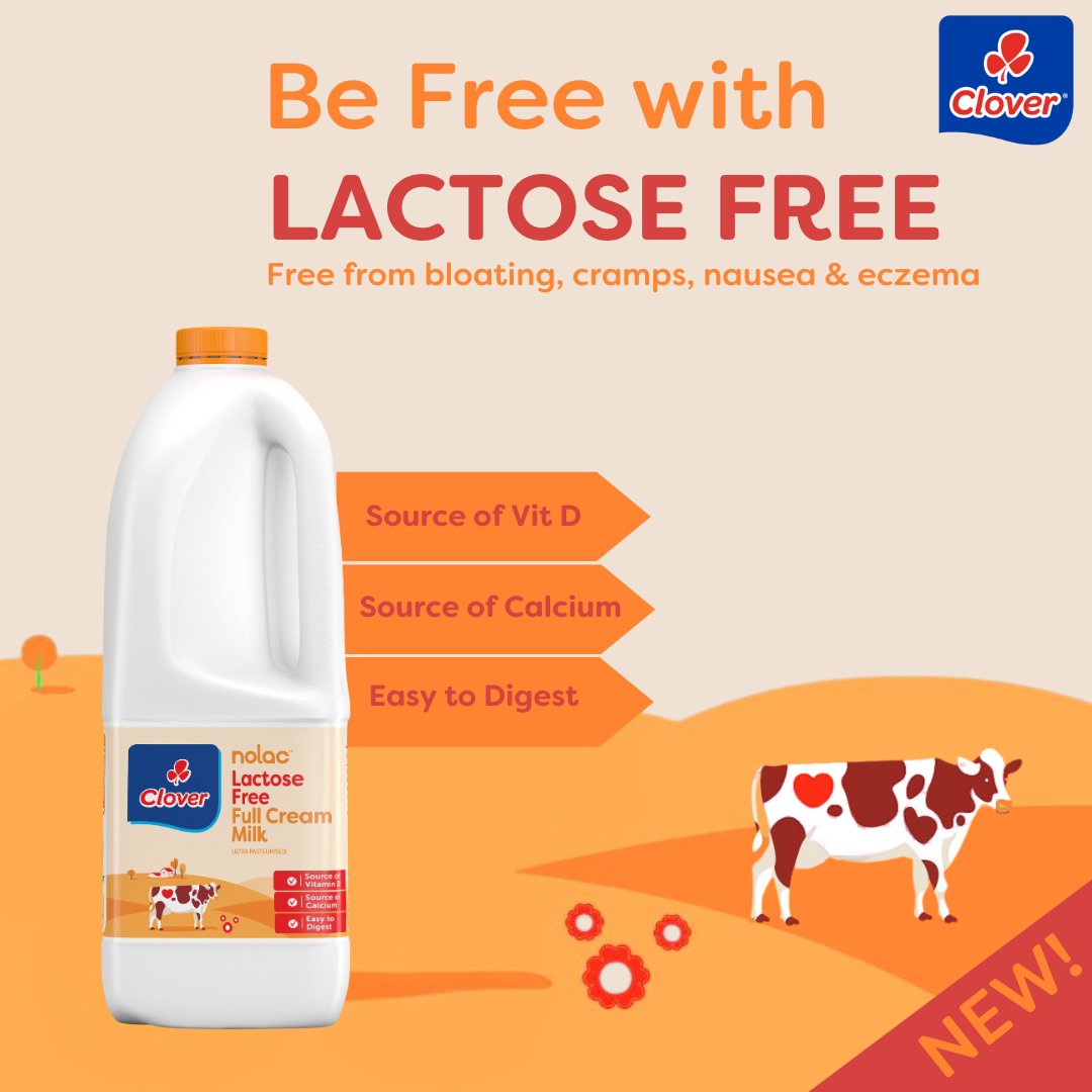 Try our NEW Clover Nolac Full Cream Milk and enjoy dairy without the discomfort. 

Be Free from bloating. Free from cramps. Free from eczema. Free from nausea.🥛 #BeFreeWithLactoseFree #LactoseFree #MadeWithLoveByClover