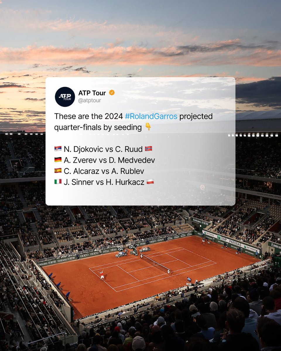 It’s almost time… Roland-Garros, we’re ready 👊 🧱 Drop your picks below 👇 🏆 Champ…? 🎾 Best match…? 🐎 Dark horse…? 🙌 Best Celebration…? @rolandgarros | #RolandGarros