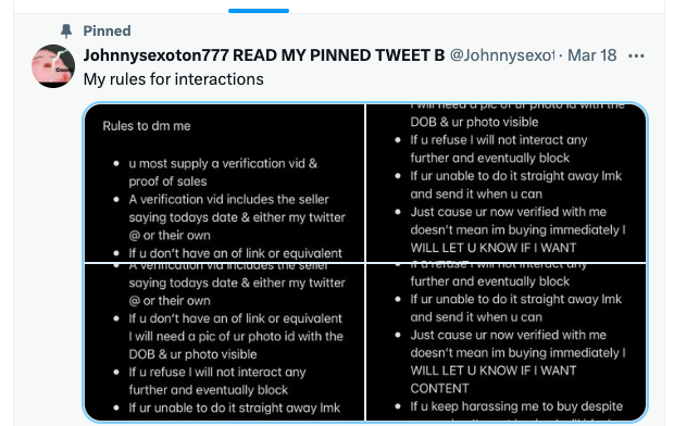 T04STERR's tweet photo. I see black smoke... 🔥 What's burning?
Oh it's 🤡 @Johnnysexoton71 with his 'rules' nobody has ever read. Bye Johnny! 🖤🖤🖤
☠️☠️☠️
#KeepYouToasted #buyingcontent https://t.co/u6yJwMnXq3