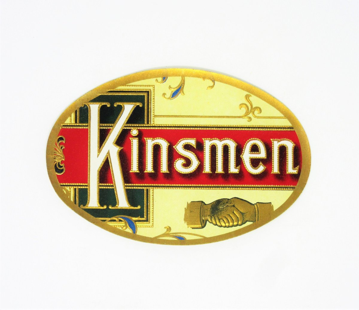 Vintage Kinsmen Brand Cigar Box Label Featuring Embossed Shiny Lettering Gold Border, Junk Journals, Decoupage Scrapbook Ephemera Tobacciana tuppu.net/1e3193ce #etsyseller #vintage #Etsy #PaperEphemera