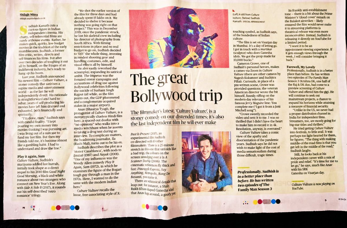 Friends sent me a copy of the preview of #CultureVulture🚀 in The Hindu by Shilajit Mitra. 
The film is on till this weekend on You tube. 
Catch it before we have to take it off - for obvious reasons. 😄