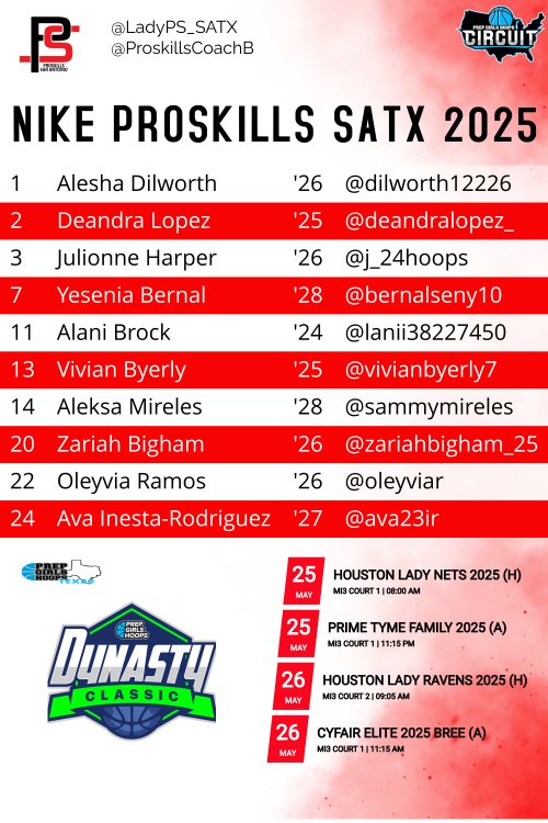 LadyPS_SATX's tweet photo. Dynasty Classic Schedule @PGHCircuit @simmiecolson @ACH_GBB @_ECGBasketball @vivianbyerly7 @BHSHoundBball @dilworth12226 @BernalSeny10 @swisd_swhgbball @CoachMMWilliams @PROSKILLSCoachB @J_24hoops @marisasoto55 @bhsorangeball @girlzprepreport @slkbasketball https://t.co/TrzMJyFzRm
