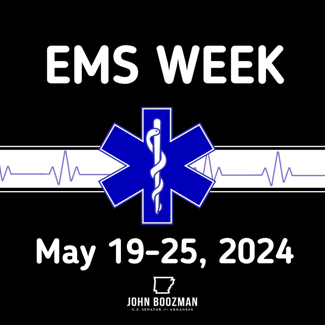 Our emergency medical personnel provide critical and life-saving care that communities in Arkansas and across our country depend on when every second counts. We honor these professionals who respond to crises and urgent situations with compassion, skill and bravery. #EMSWeek
