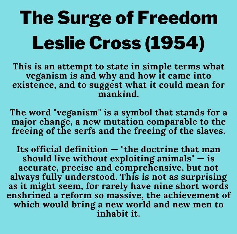 Leslie Cross’ essays available IN FULL online and on vegan film maker, Andy Atkinson’s YT channel, Not Your Mum.Not Your Milk