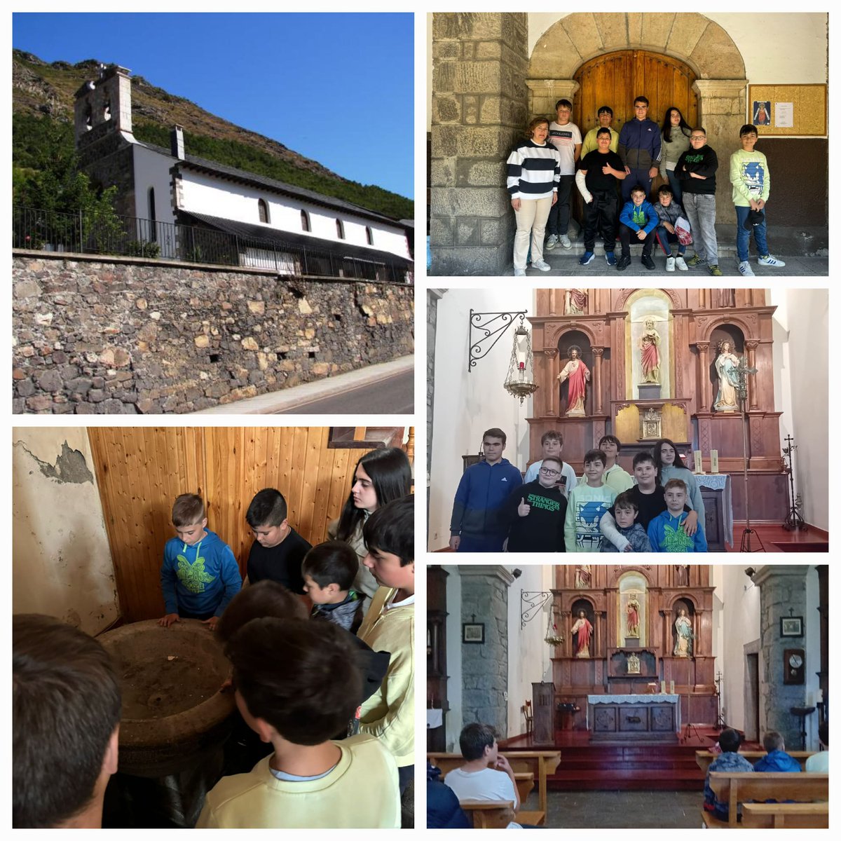 RelicatElcampo's tweet photo. Graciassss a Don Julio párroco de Villaseca de Laciana que hoy ha enseñado a los alumnos de 4°,5°y 6° todo lo que contiene la Iglesia de San Pedro.
@Relideleon https://t.co/wTuc2vgeEH