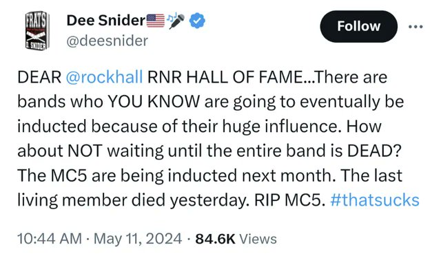 Dee Snider has a valid point! #RocknRollHallofFame #DeeSnider #RocknRoll