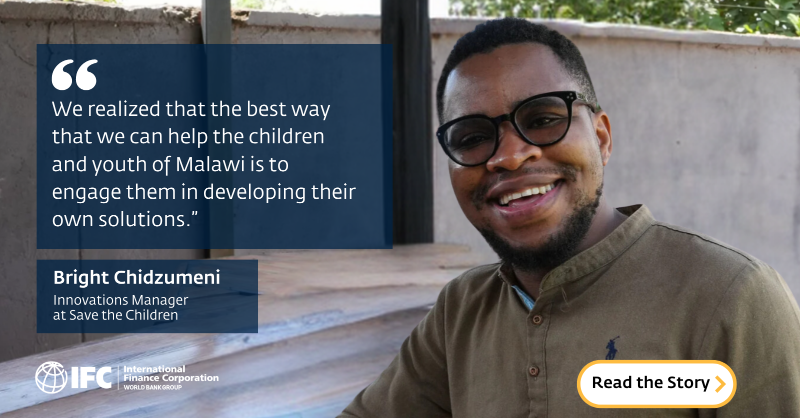 IFC_org's tweet photo. Meet Wangiwe, Bright, Kelvin, Daniel, and Sithembile—five young innovators driving #Malawi’s digital transformation. From empowering Malawians to launching businesses to providing coding training, they are paving the way for a brighter future. 

@mzehub @nxtgenlabs_mw @mHubMW