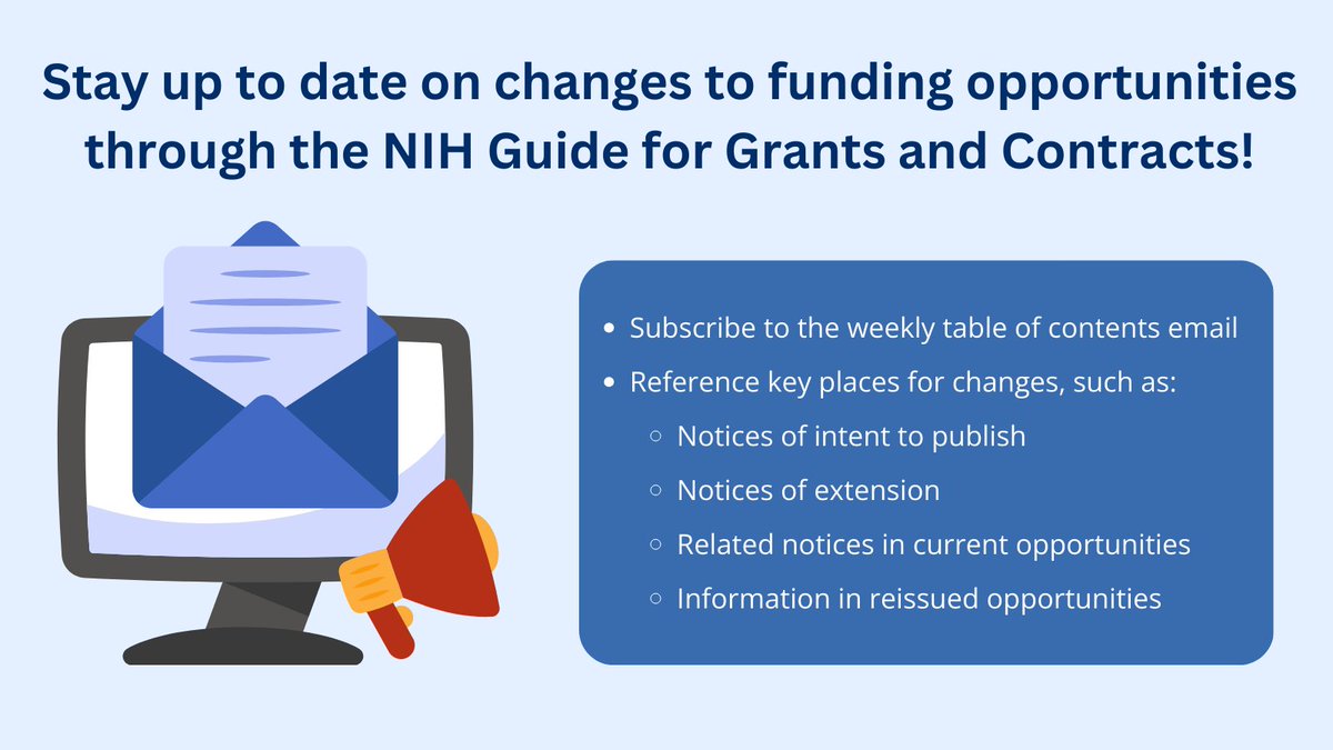📧 Stay updated on changes to funding opportunities through the NIH Guide for Grants and Contracts, especially as the new simplified review framework is implemented: go.nih.gov/NIHguide
