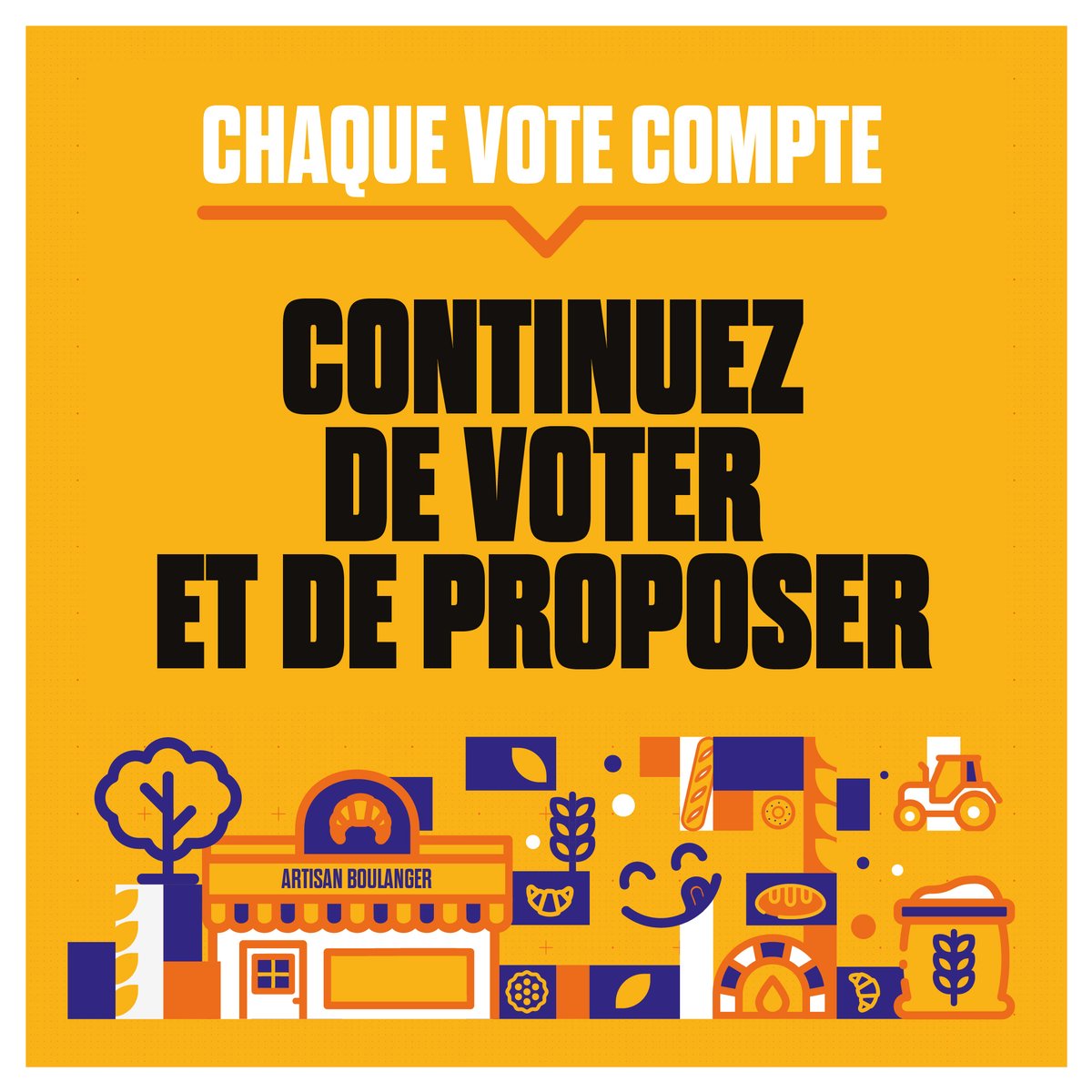 Plus que quelques jours pour déposer vos propositions pour la Grande consultation. ❓ Citoyens et boulangers : quelles solutions pour des boulangeries encore meilleures pour tous (métiers, agriculture, santé, environnement…) ? 👍👎 Proposez aujourd'hui, votez jusqu'au 2 juin !