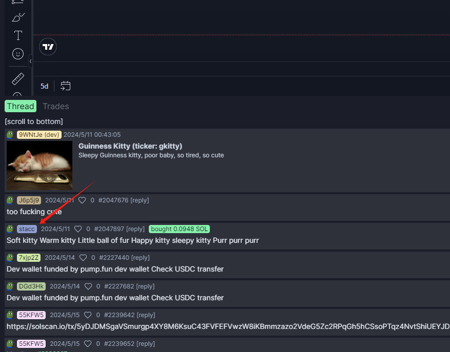 yyc975063's tweet photo. I found a treasure. Maybe it was alon's token with the lowest market value since it was created recently. alon's wallet transferred 1SOL to the new wallet. This wallet created the token. The hacker who stole https://t.co/WIU86FNbLS's liquidity also bought it. https://t.co/K1x1SPKkk8