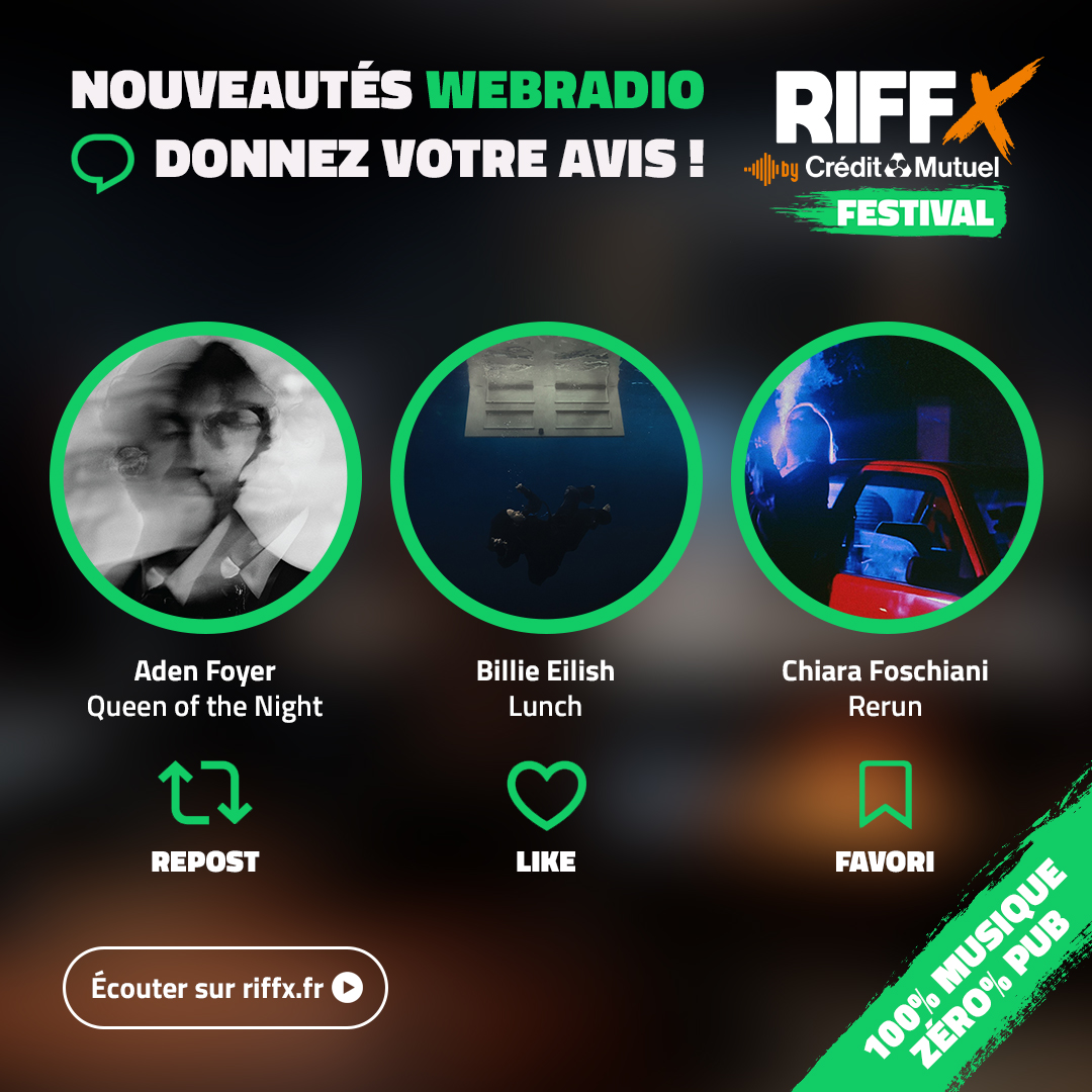 RIFFX_fr's tweet photo. 📻 La semaine touche à sa fin et on vous propose plusieurs nouvelles entrées sur nos #webradios 🔊
👉 AdenFoyer,@billieeilish et @ChiaraMusicOff 🎶
RDV sur https://t.co/Jm63wmcyvE 🎧
0% Pub, 100% musique ! https://t.co/wBTD2QHe6q
