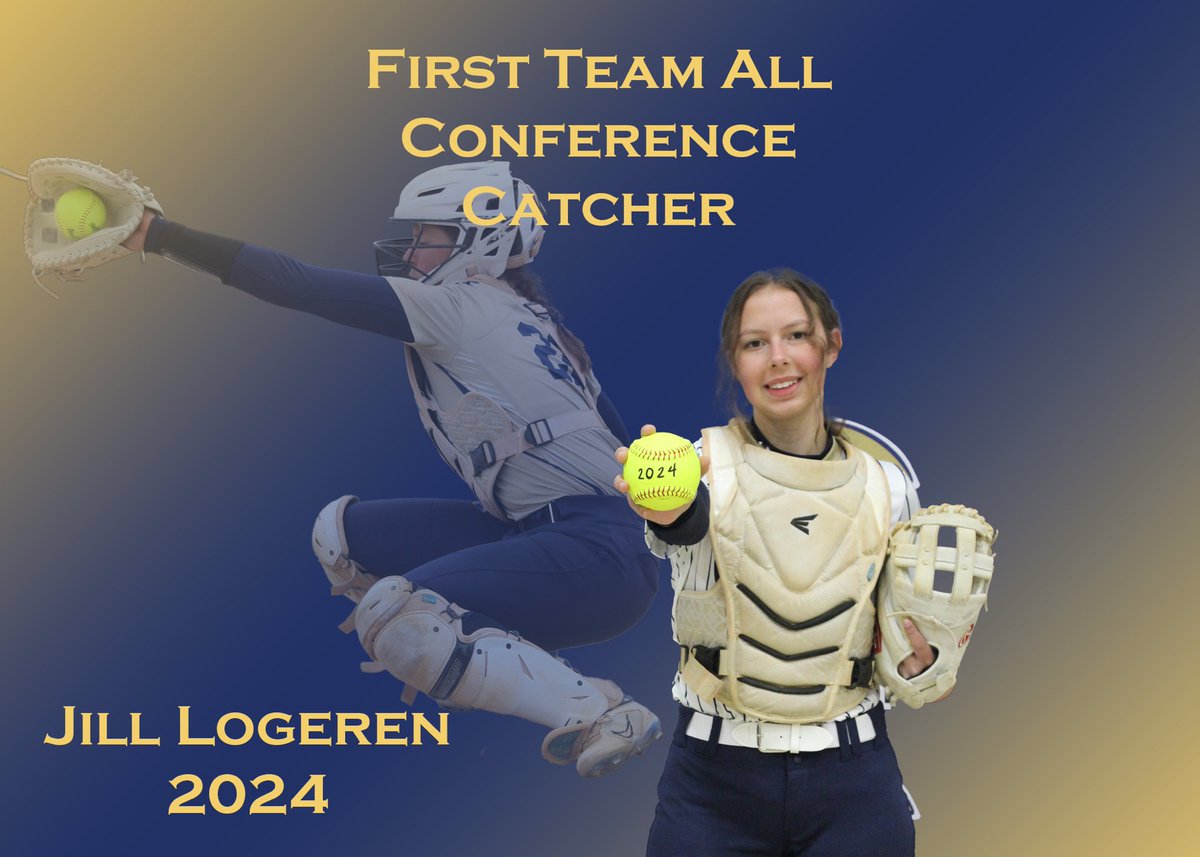 Jill Logeren behind the plate is unstoppable! 🥎 Excited to share she's earned First Team All-Conference for her exceptional catching skills! #rollcolls