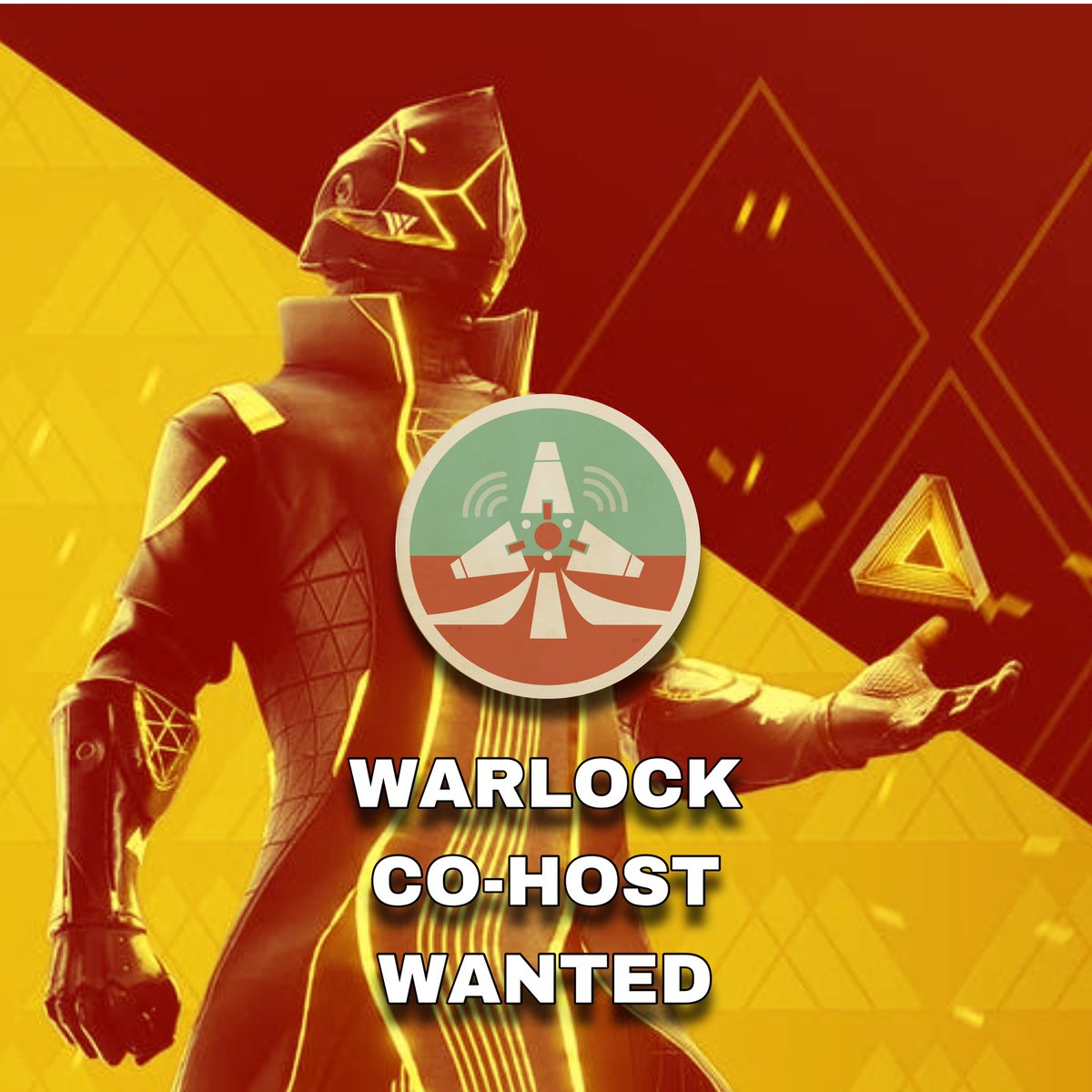 CosmodromeRadio's tweet photo. Well nerfed?! Well lol we’re looking for a new co-host who specializes in all things warlock! With @JParacausal punching things and @the_cajungeek trying to be sneaky, they need someone to balance out this fireteam! If you’re a content creator who’s a warlock main, shoot us a dm! https://t.co/hgQaPYcJUC