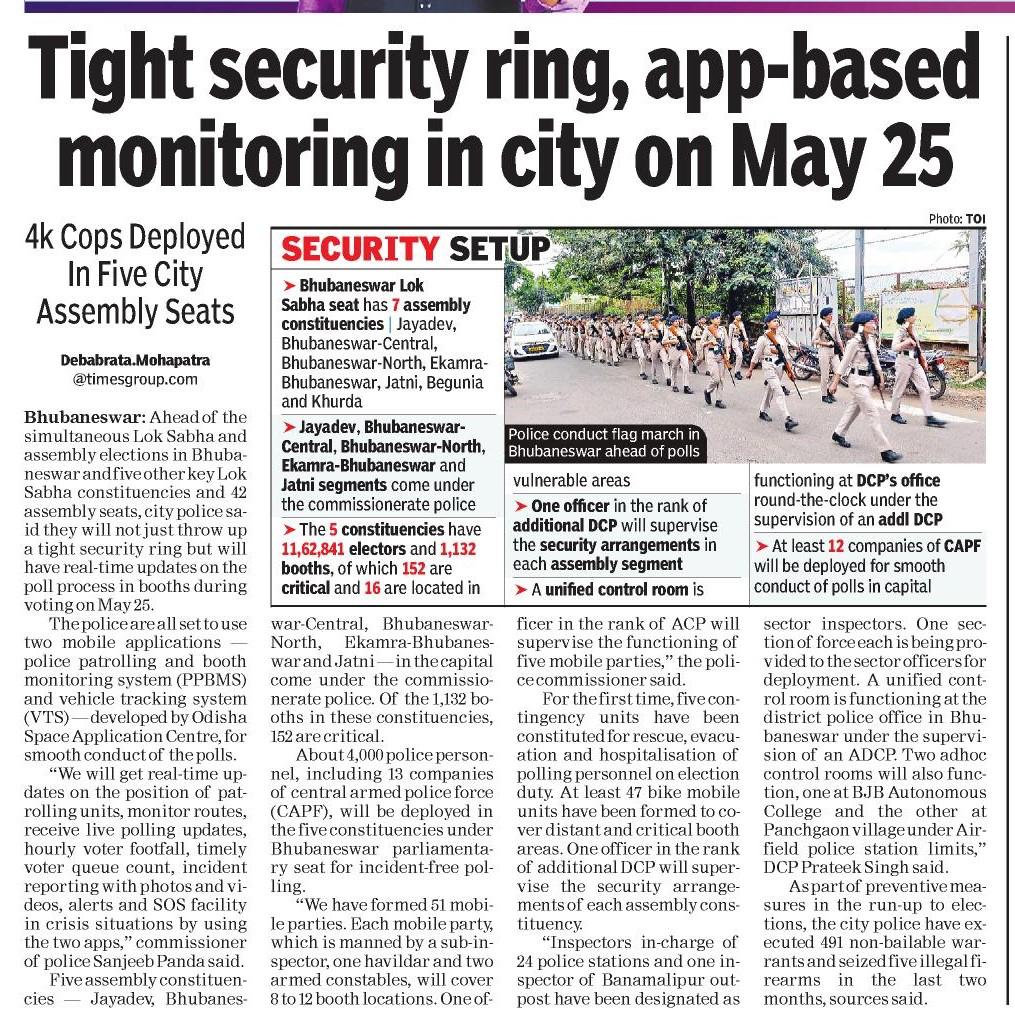 Ensuring a Safe & Secure #GeneralElection2024 Day on 25th May!#BhubaneswarPolice deploys 4000 personnel,51 mobile parties,12 CAPF companies,functioning round-the-clock unified control room & advance app to safeguard 1132 booths.#WeCareWeDare #ElectionPreparedness #BhubaneswarVote