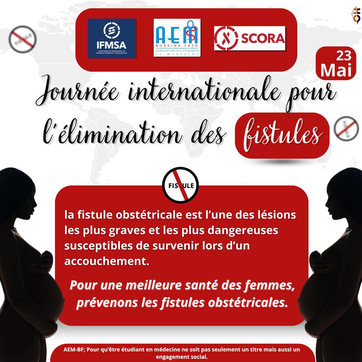 Ensemble pour une élimination des fistules obstétricales ❤️🤍❤️🤍

 *AEM-BF, pour qu’être étudiant en médecine ne soit pas seulement un titre mais aussi un engagement social*
