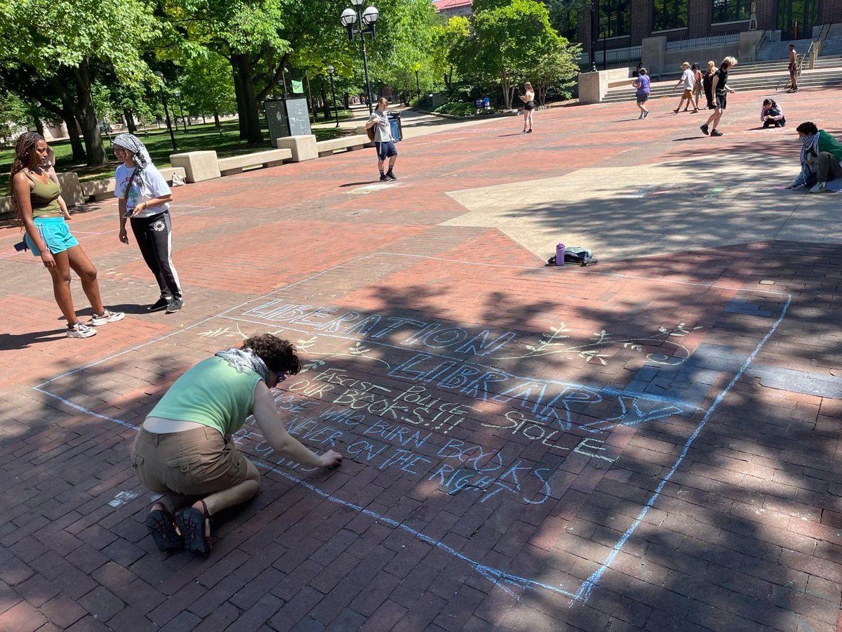 JVPumich's tweet photo. The Palestinian movement and the fight for liberation and divestment will never die, no matter what UMich or the police do to try to erase us. No business as usual during a genocide. Long live the Gaza solidarity encampment! 🇵🇸❤️🍉 https://t.co/yUCvV8ZsIw