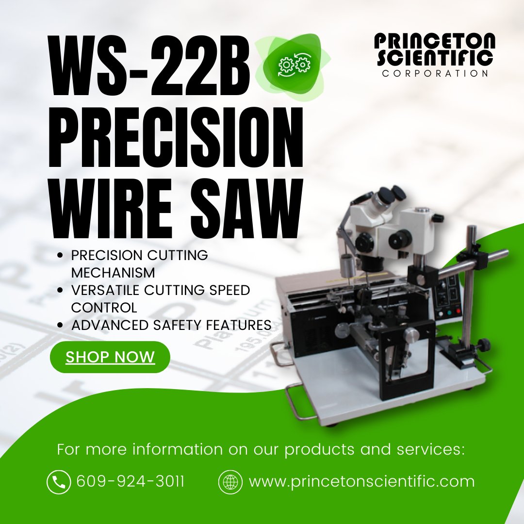 Princeton_Sci's tweet photo. Experience precision cutting with the WS-22B wire saw! ๐ Ideal for semiconductors, metals, and more. Minimize material loss and ensure smooth cut surfaces. Contact us for details! #PrecisionCutting #WireSaw #PrincetonScientific https://t.co/IWD1GaqVvP https://t.co/DNez1qkSUK