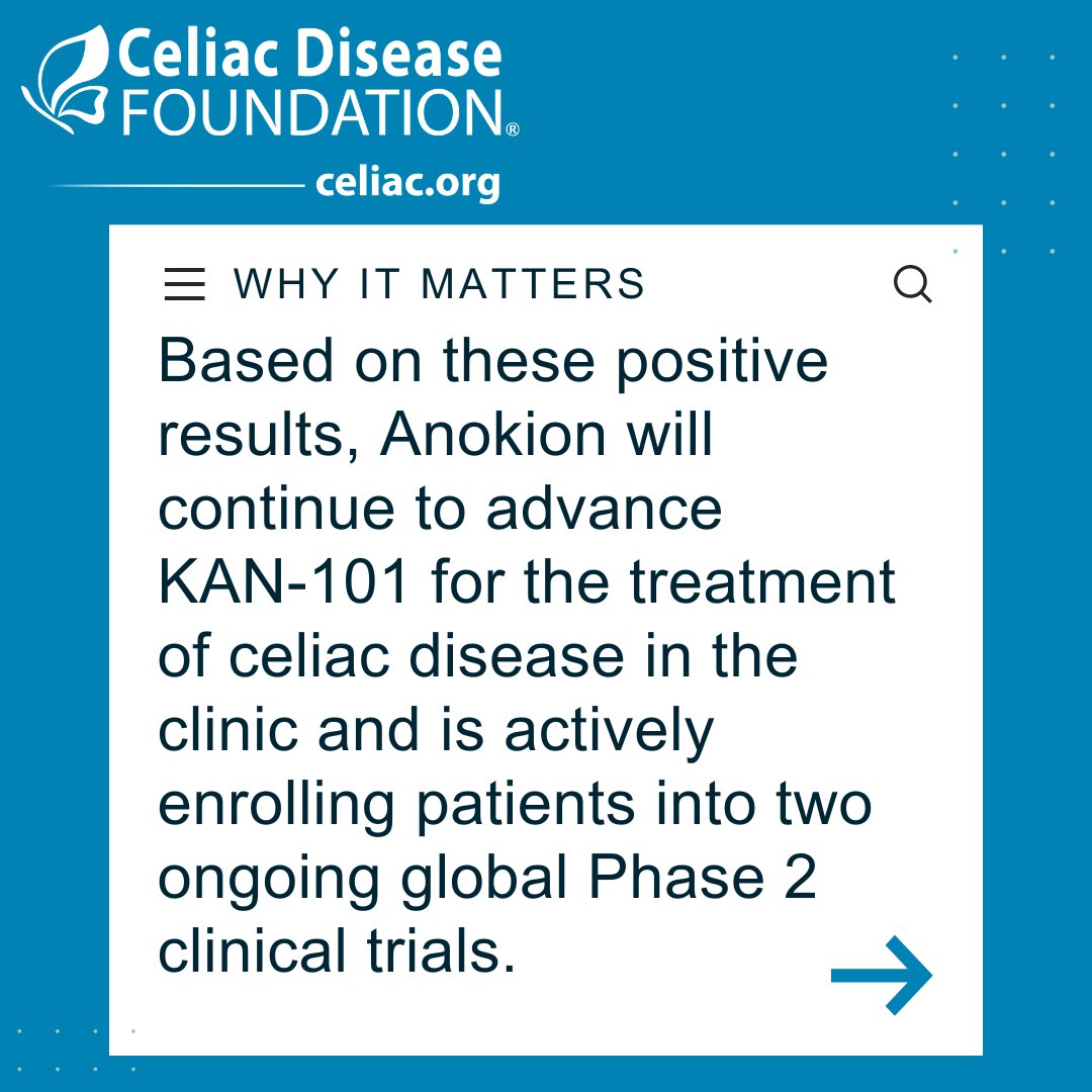 Breaking news from Anokion, a biotechnology company evaluating #CeliacDisease treatment. Using our iQualifyCeliac platform, @CeliacDotOrg has supported patient enrollment for 3 of Anokion’s trials: ACeD, ACeD-it, and SynCeD. celiac.org/about-the-foun… #ClinicalTrials #research