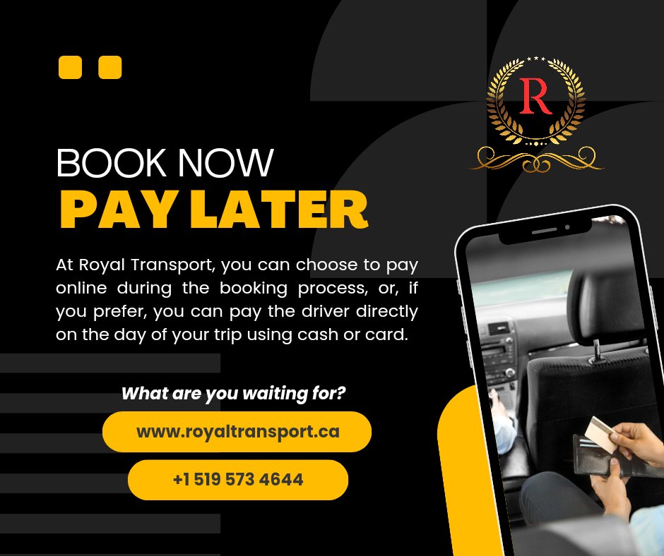 Book online or pay your driver on the day of your trip with cash or card. 

Your convenience is our priority!

#airporttransportation #Kitchener #TorontoPearson #Waterloo #Cambridge