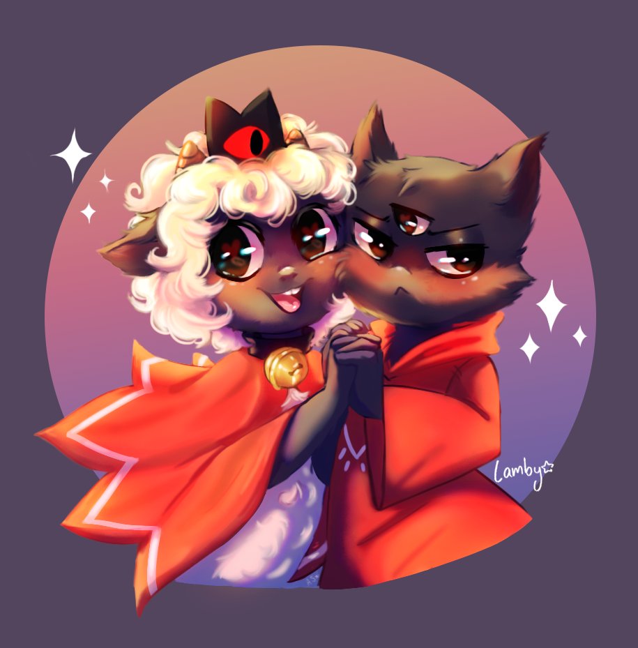 A little drawing of cult of the lamb
In time I'll make a nicer background &lt;3 
I hope you like it, I'll make more drawings soon. 
#cultofthelamb #lamb #narinder #TheLambStar #narinderxlamb #Lamby