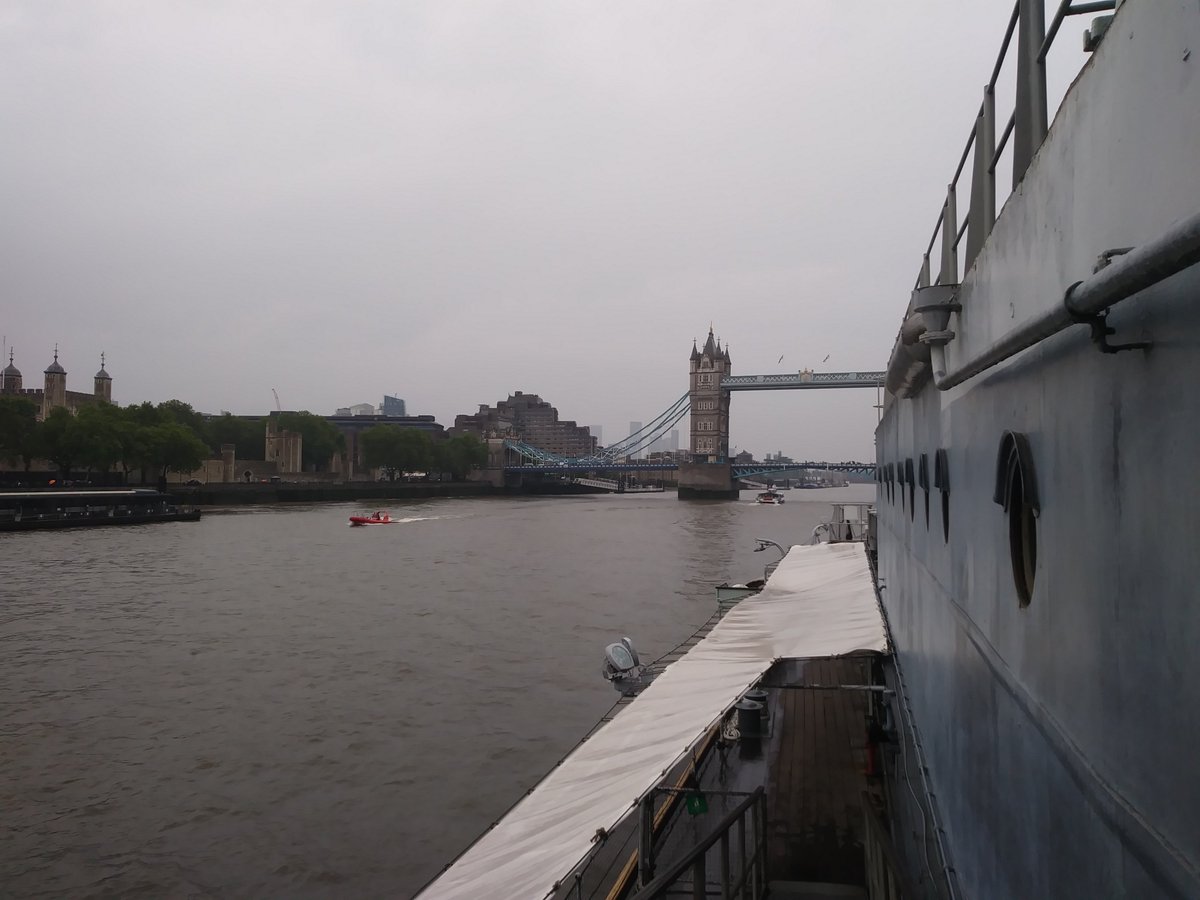 JulianMayes's tweet photo. The sun's back in London today - a big contrast to yesterday's greyness and rain.
The Royal Met Society's AGM on #HMSBelfast yesterday showed that meteorologists can be unlucky with the weather.
These ARE all colour pics!
Interesting venue and an excellent meeting.
#RMetS https://t.co/RmsjeqII8c