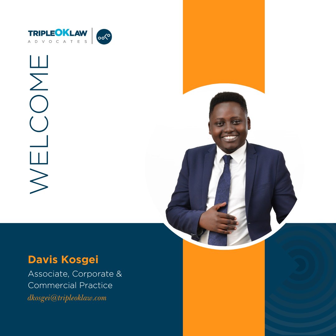 TripleOKLawLLP's tweet photo. We are thrilled to announce that Davis Kosgei has officially joined our Corporate &amp; Commercial Practice as an Associate after successfully completing our pupillage program!

#SeeBeyond #NewAssociate #TripleOKLawLLP https://t.co/5TJ57D4kql