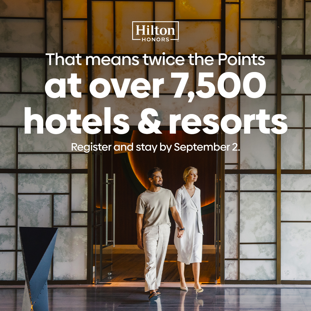 Have you heard?! Beginning in May, every stay earns you 2X Hilton Honors Bonus Points❗️Register and stay at over 7,500 Hilton hotels and resorts by September 2, 2024 to earn double points. 🚨#DoublePointsPromotion #TravelWithHilton #houstonhotels

Sign up: hiltonhonors.com/doublepoints