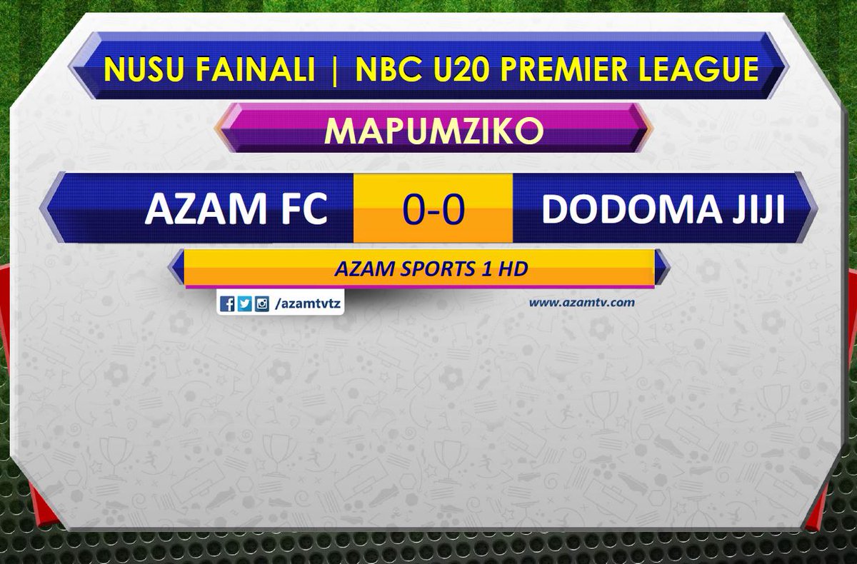 azamtvtz's tweet photo. MAPUMZIKO | #NBCU20PL
HT: Azam FC 0-0 Dodoma Jiji
Iko LIVE #AzamSports1HD
#SimbaU20 #KageraSugarU20 #NBCU20PremierLeague #AzamFCVsDodomaJiji #AzamFC #DodomaJiji https://t.co/pSgQmdlXoC