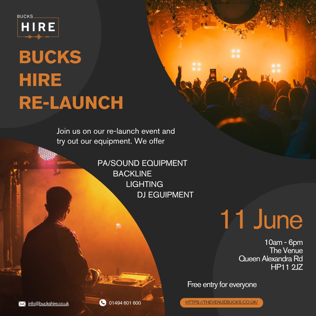 Join us for the grand re-launch of Bucks Hire! This exclusive event marks a new chapter in our journey, showcasing the latest production equipment, tools, and technology designed to enhance your next event. This event is FREE to everyone!