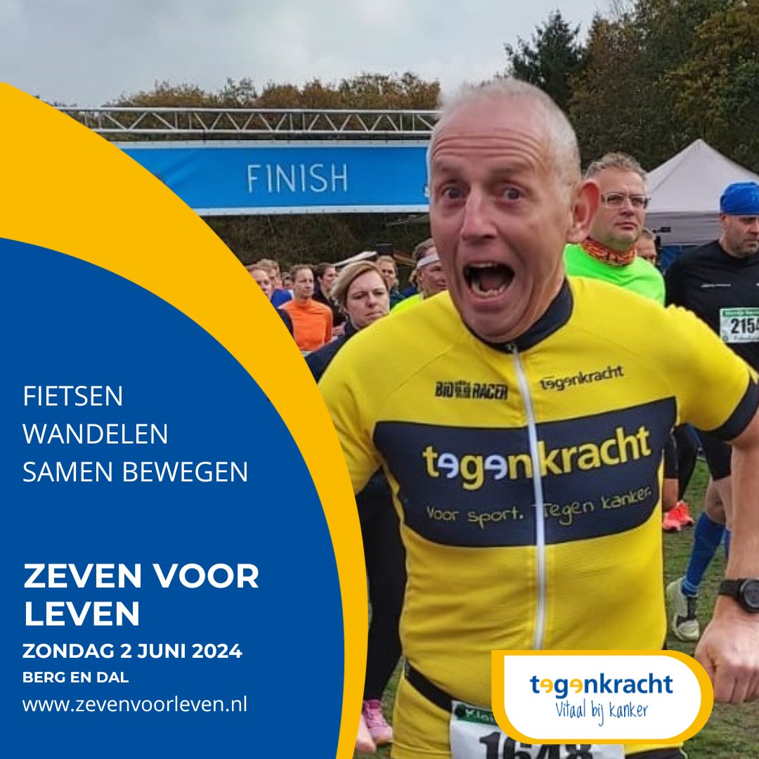 Zondag 2 juni vindt de vijfde editie van Zeven voor Leven plaats. Fiets, wandel of beweeg je ook mee? Of je nu gezond bent of niet.. Voor iedereen zijn er mogelijkheden om mee te doen!

Meer info: tegenkracht.nl/fiets-of-wande…