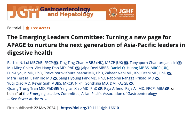 Meet the Emerging Leaders Committee of APAGE! Turning a new page for the future of gastroenterology & hepatology in the Asia-Pacific region through mentorship, networking & leadership development. 🔓onlinelibrary.wiley.com/doi/full/10.11… #gitwitter #medtwitter