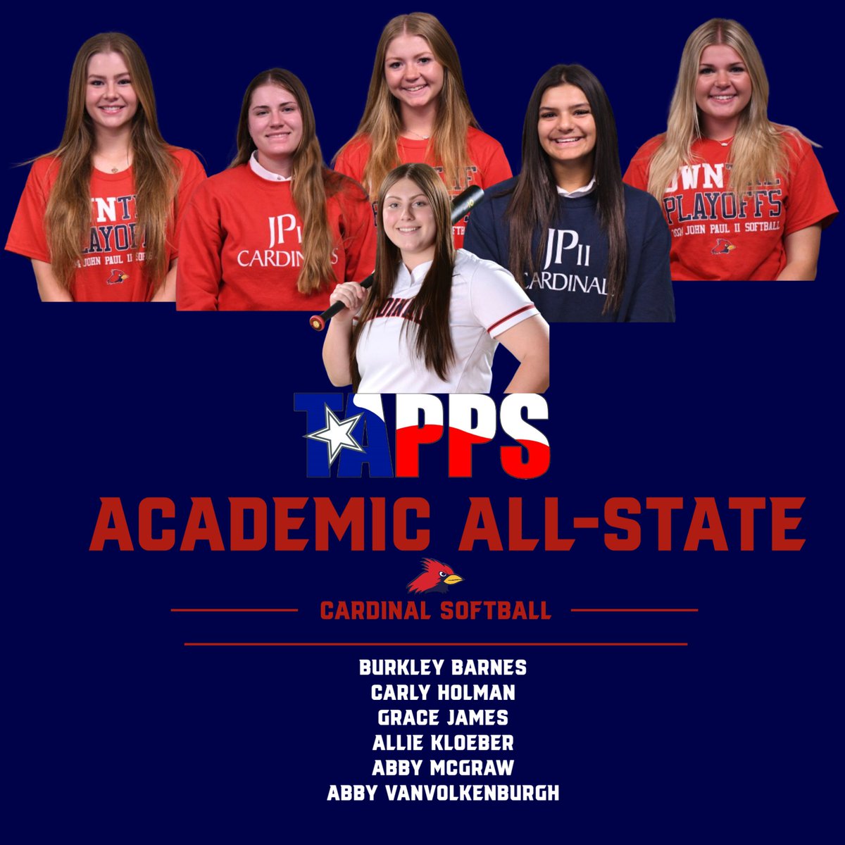JPIIHSSports's tweet photo. Congratulations to these Cardinals for earning this academic honor! @JPIIHS_Softball #outworkeveryone #CardinalSoftball https://t.co/b9ALqnd3tI