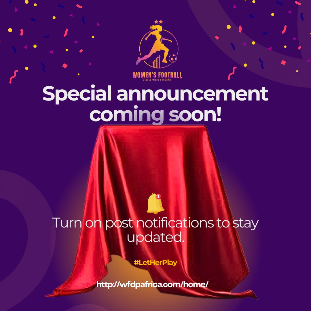 wfdpnigeria's tweet photo. Join us as we anticipate the opening ceremony of the Women's Football Development Programme, WFDP.
Free up your calendars in the first week of June and let's celebrate the start of an amazing journey together.
#WFDP
#WomenInFootball
#EmpowerHer
#AnticipateGreatness https://t.co/Q46AxtD5Wy
