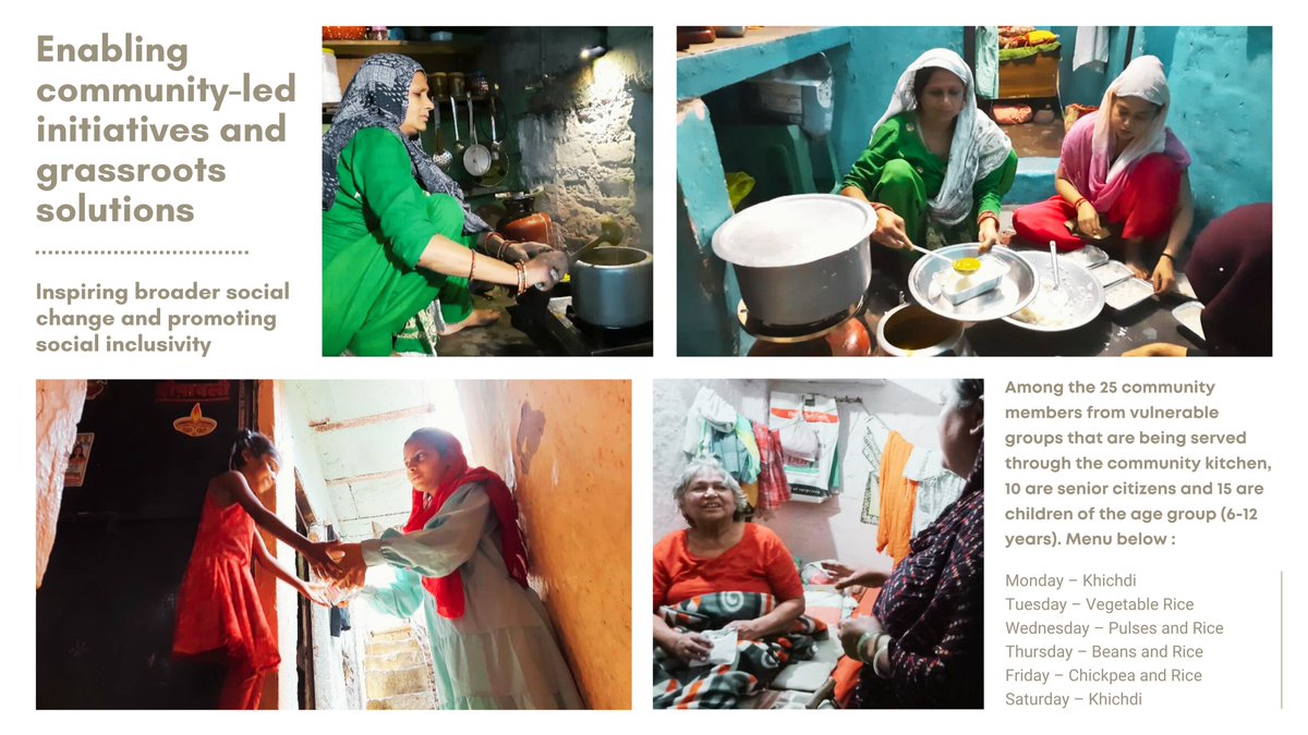 CFARngo's tweet photo. The Community Kitchen in Jagdamba Camp, Delhi, is a domestic worker-led care and support initiative to deliver one nutritious meal a day to 25 elderly and children in the community. Jagdamba Camp is home to 2850 domestic workers who work in the neighborhood, leaving children and the elderly at home. Their day starts at dawn, and most of the time they are not able to cook for their families before setting off to work.  The Samman Committee of domestic workers, decided to look after these elderly and children who were left hungry or had to beg for food during the day. The first contribution of Rs 5800 raised from community members and well-wishers helped them to start the community kitchen where the members took turns to cook and distribute the food. We hope to continue these not-so-small steps as part of the Workers Facilitation Centre in Jagdamba Camp. Keep watching this space for more information.

@NULM_MoHUA @Dmsoutheastdelh @UNICEFIndia @zomato @AAH_India @tarezameenngo @FeedingIndia @OberoiHotels