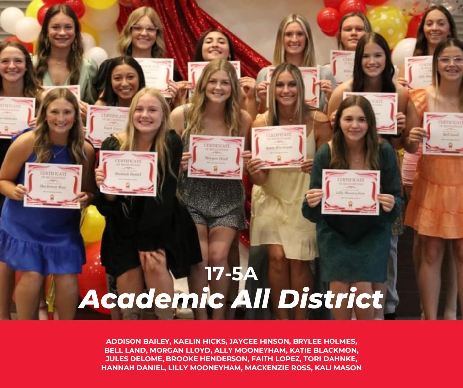 Crosby_Softball's tweet photo. Congratulations to these amazing ladies!!!
17-5A Academic All-District and THSCA Academic All-State! 
#BIGGRADESBIGPLAYS
@THSCA https://t.co/o5bcZA0J7M