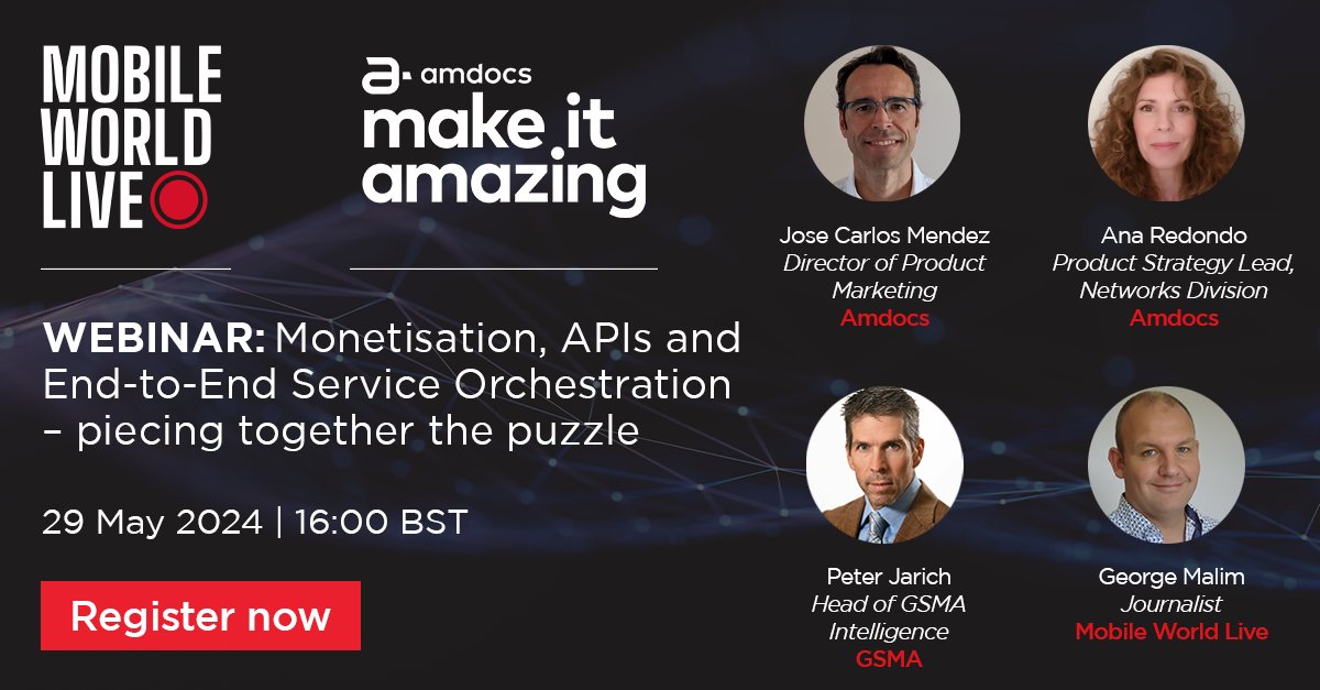 Join our webinar with <a href="/Amdocs/">Amdocs</a>! 📽️

'Monetisation, APIs and End-to-End Service Orchestration – piecing together the puzzle' will take place on 29th May 🤝

Bookmark today 👉 view6.workcast.net/register?cpak=…