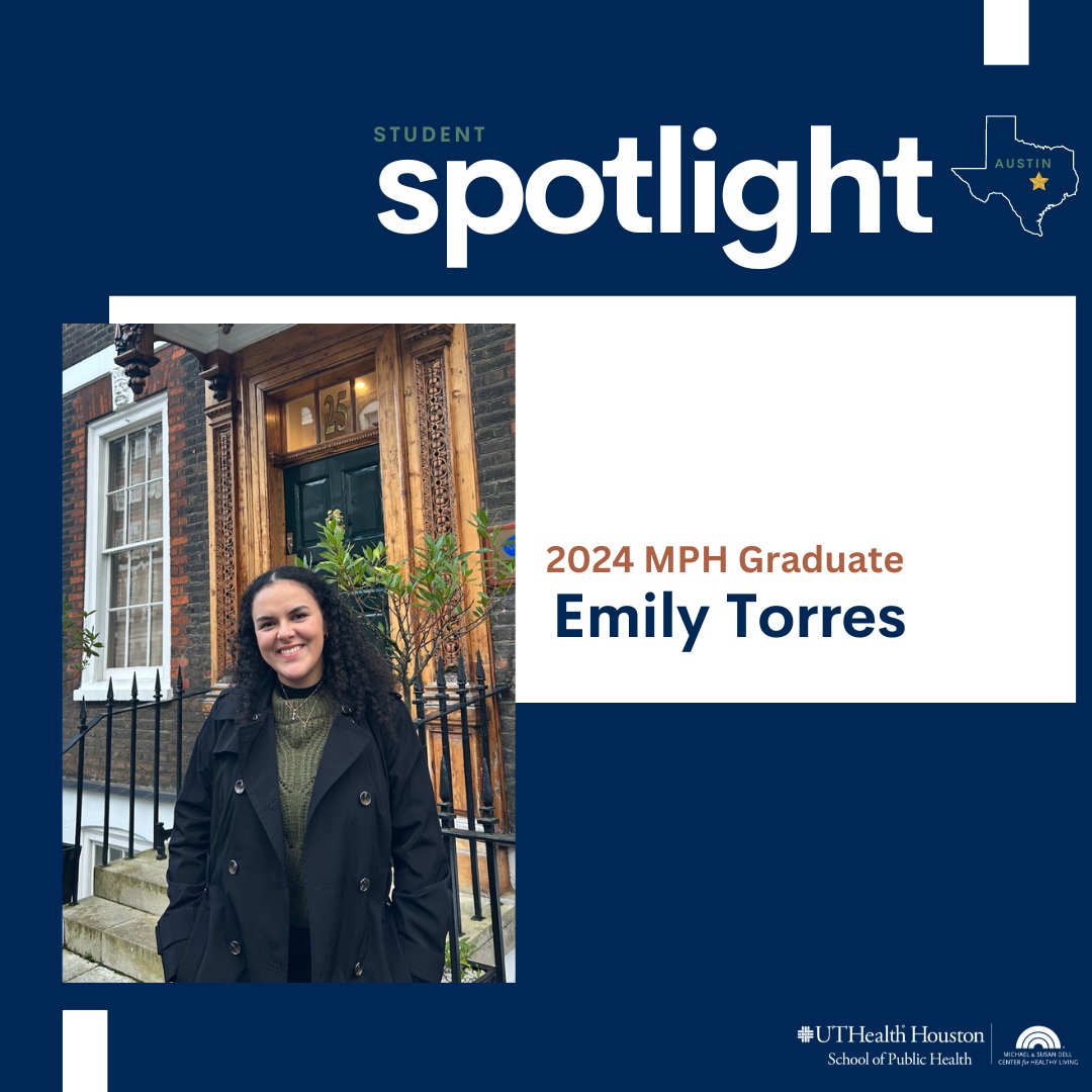 Congratulations to Emily Torres, a recent MPH graduate and graduate assistant at the Michael & Susan Dell Center for Healthy Living! See all the incredible work Emily was part of during her time at the Center: bit.ly/3WC5zso #SPHinAustin #TXRPC