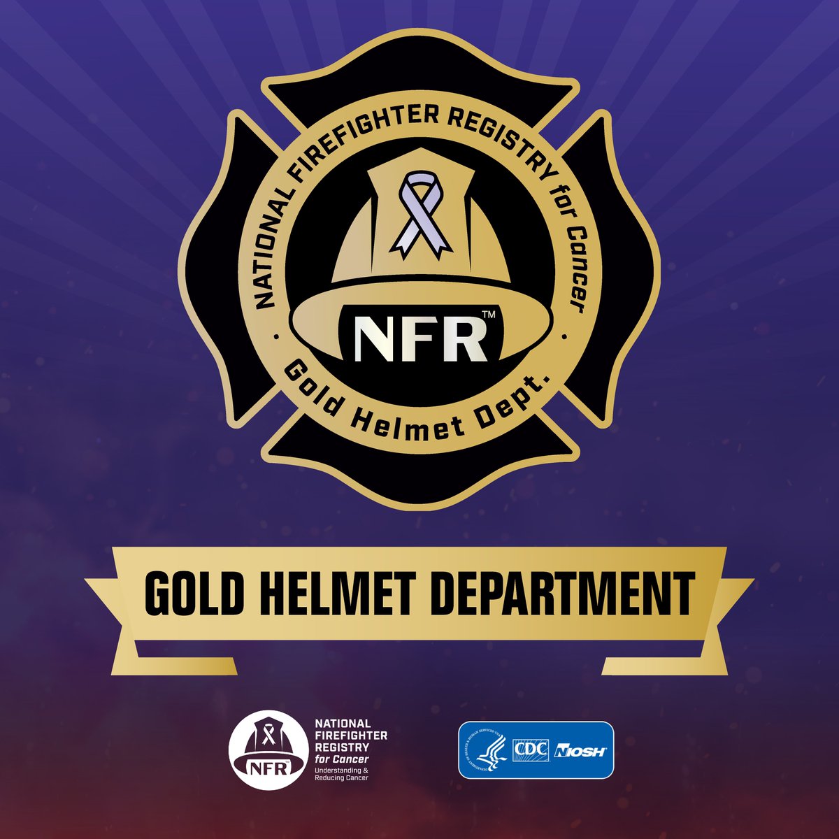 Become a Gold Helmet Department: U.S. fire departments with at least 50% or more than 300 firefighters signed up for the #NationalFirefighterRegistry (NFR) for #Cancer are recognized. Find out how to get involved: bit.ly/3vExPzK #NFRGoldHelmet