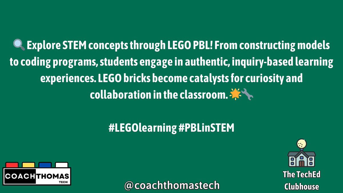 🔍 Explore STEM concepts through LEGO PBL! From constructing models to coding programs, students engage in authentic, inquiry-based learning experiences. LEGO bricks become catalysts for curiosity and collaboration in the classroom. 🌟🔧 #LEGOlearning #PBLinSTEM