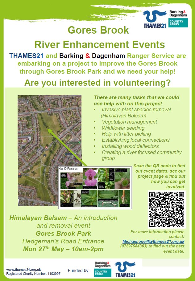 Got some spare time on your hands? Be part of an exciting new project with <a href="/Thames21/">Thames21</a> to enhance the Gores Brook for wildlife &amp; people!

Join us on Monday 27 May, 10am - 2pm, to learn more, roll up your sleeves &amp; help make a difference!

orlo.uk/KjuCe

<a href="/CllrAshraf/">Cllr Saima Ashraf</a>